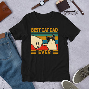 Vintage Best Cat Dad Ever Funny Unisex T-Shirt